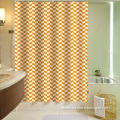 Geometric linen modern metal ring shower curtain with eyelets